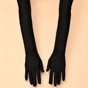 Full Finger Elbow Gloves in Solid Black